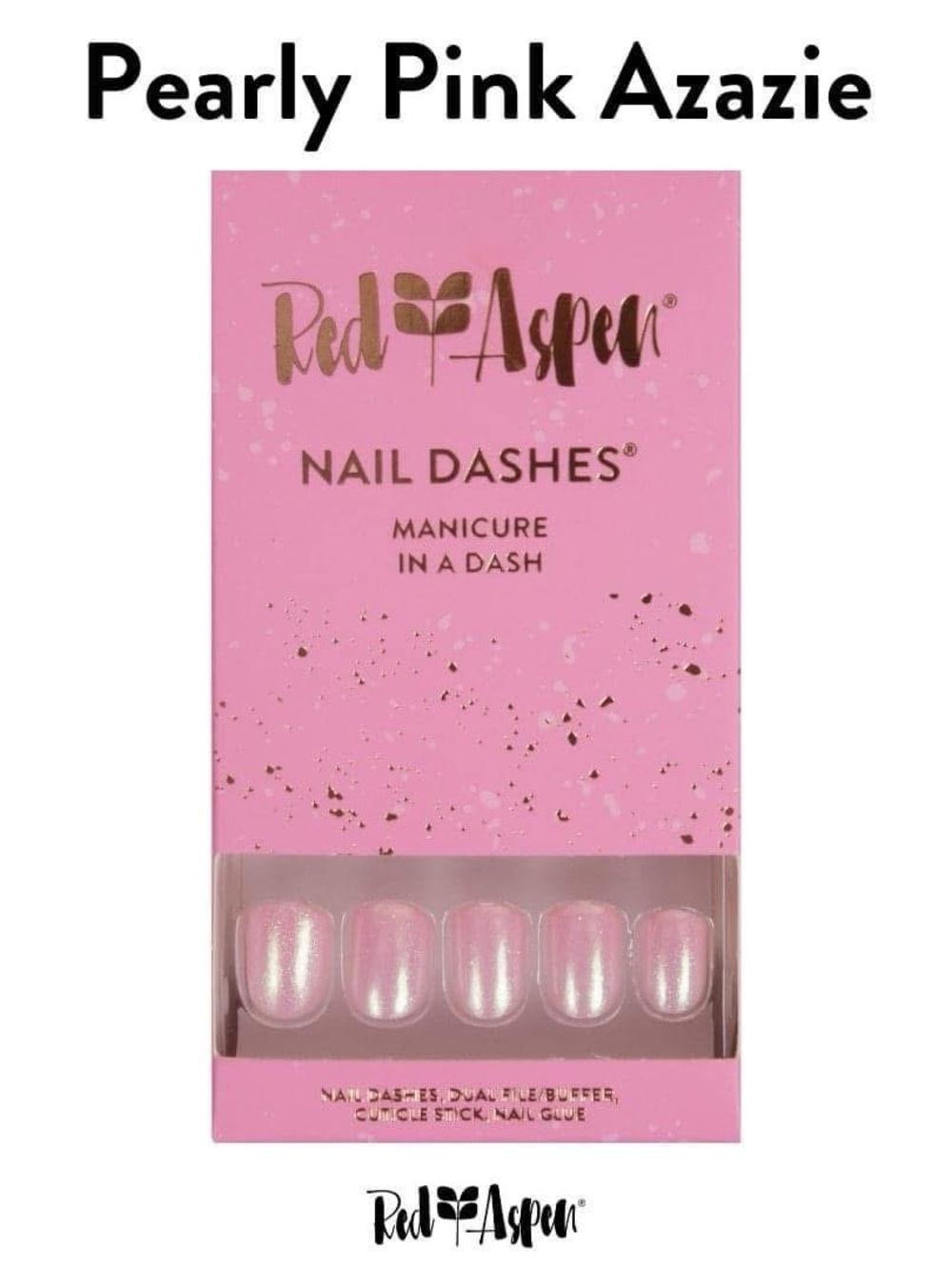 NIB Red Aspen Pearly Pink Azazie Press-On Nail Dashes